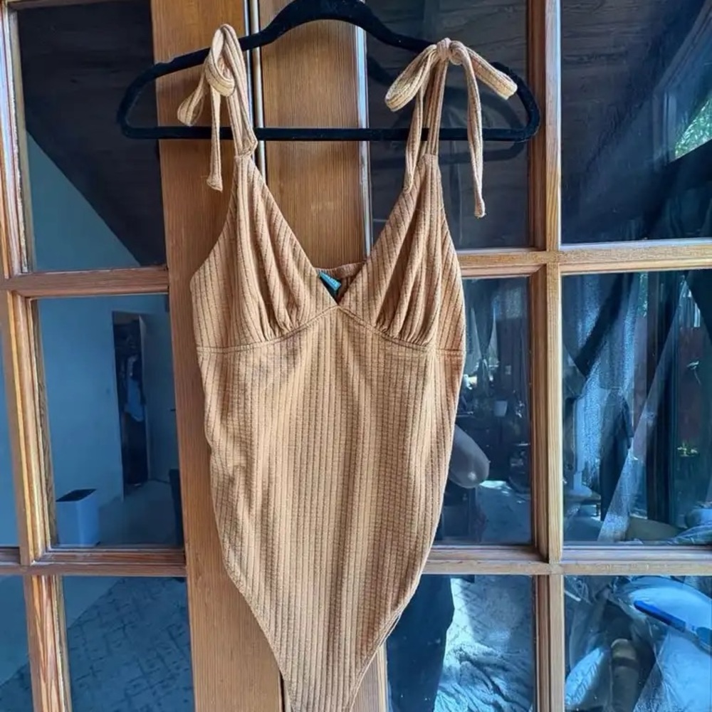 Wild Fable Tan Ribbed Bodysuit